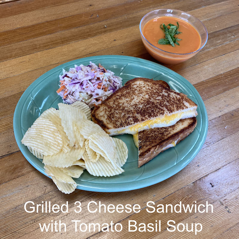 Grilled cheese sandwich with tomato soup